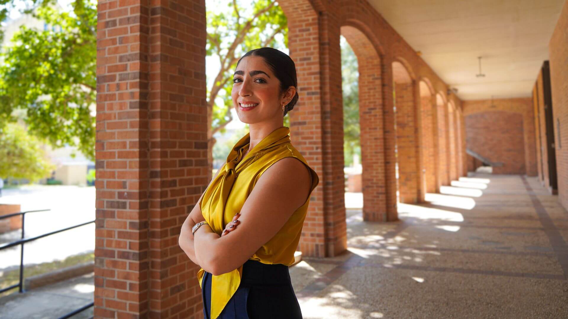 Maryam Khezri visits Blume Library.