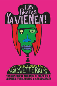 A pink, red and yellow pirate drawing is on the cover