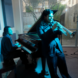Jazz students perform in the Rattler Records studio space.