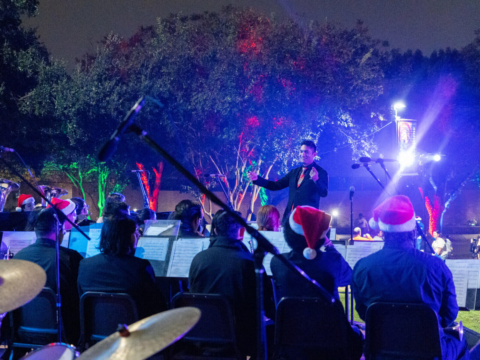 The St. Mary's University Band plays Christmas Carols during the Annual Christmas Tree Lighting.