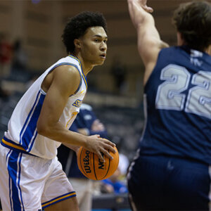 Rattler's Men's Basketball player Eddie McPhee makes a move during Thursday night's Lone Star Conference openr.