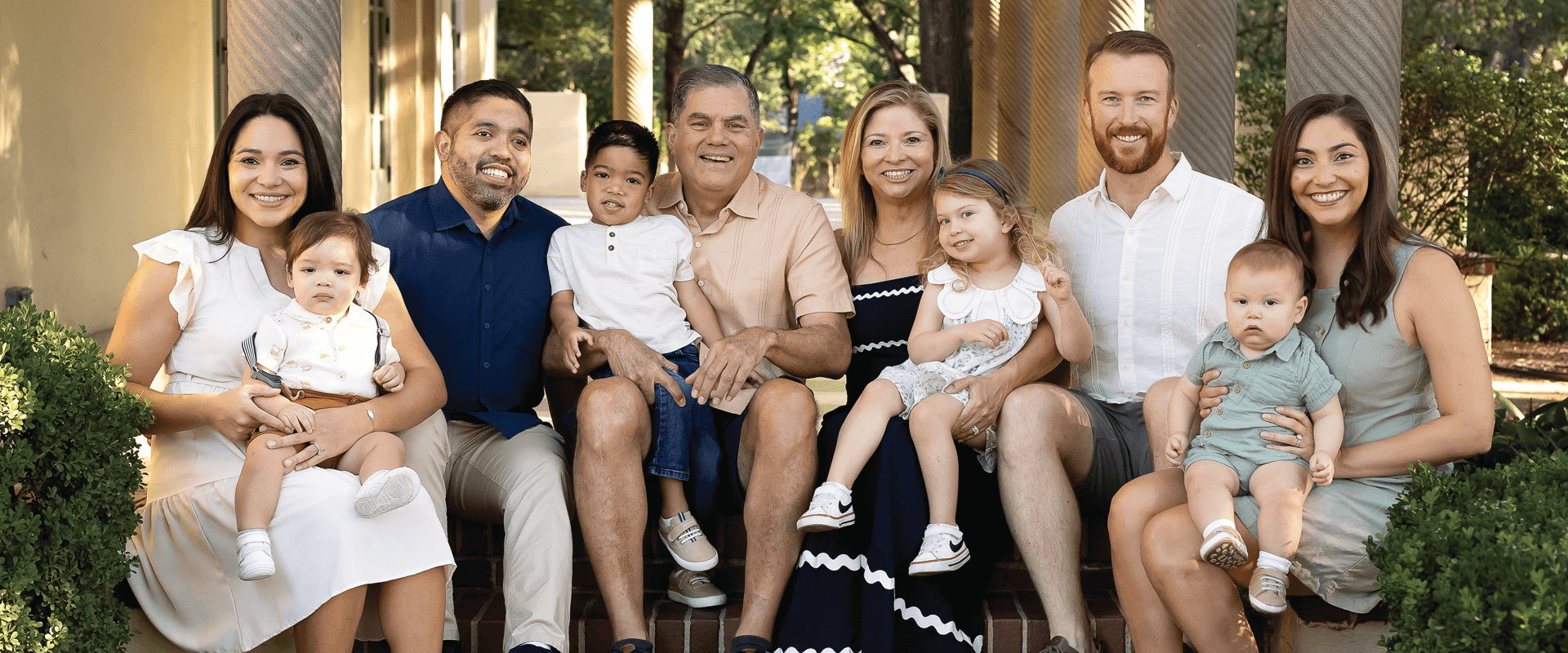 The Huerta-Strater family poses at Landa Library