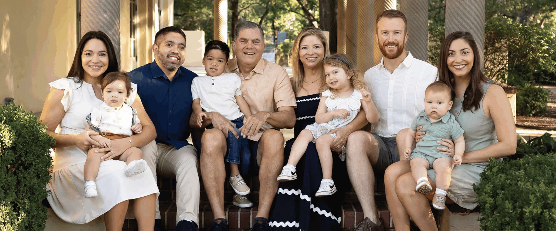 The Huerta-Strater family poses at Landa Library