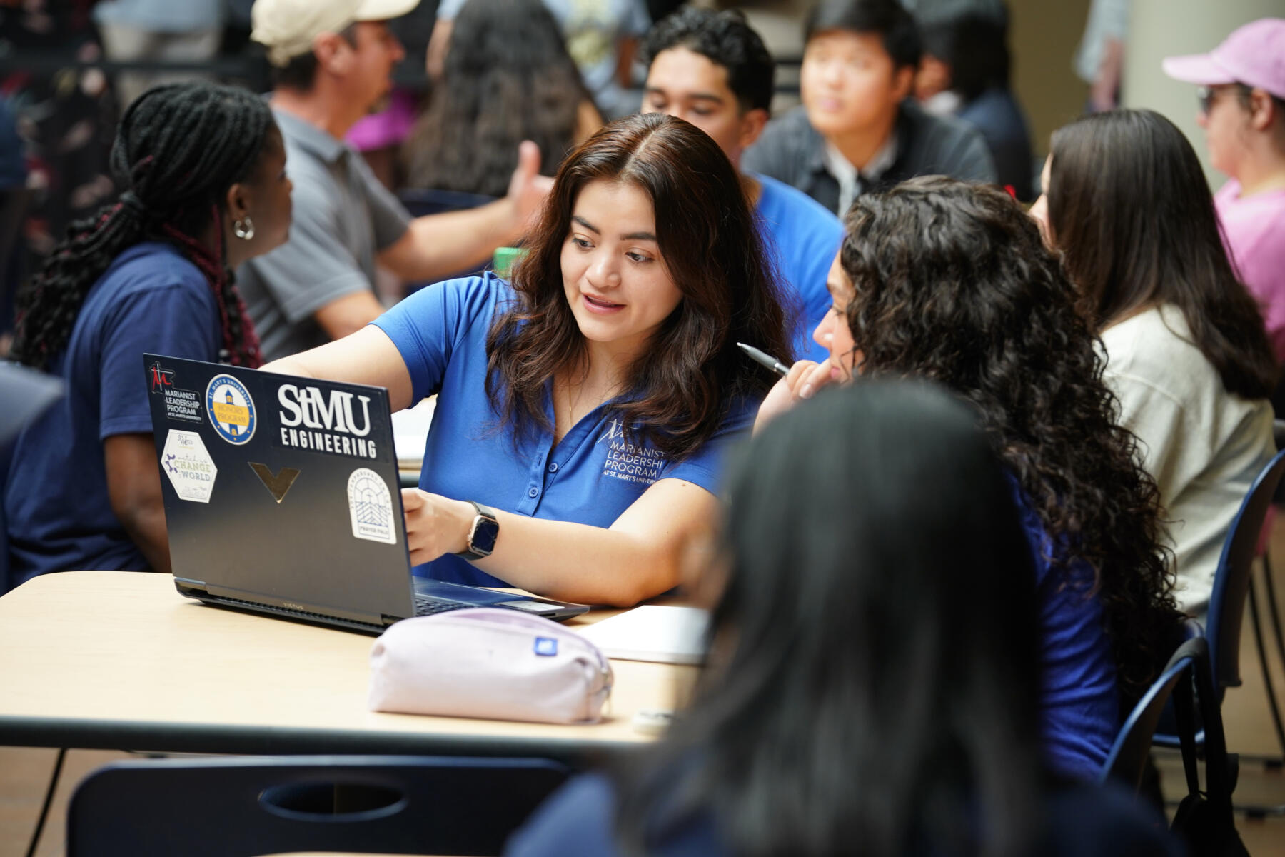 A female student on her laptop.