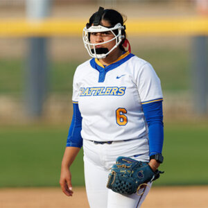 Ariella Saenz starts as pitcher during a game against Western New Mexico.