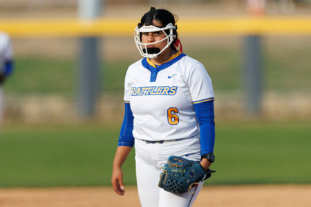 Ariella Saenz starts as pitcher during a game against Western New Mexico.