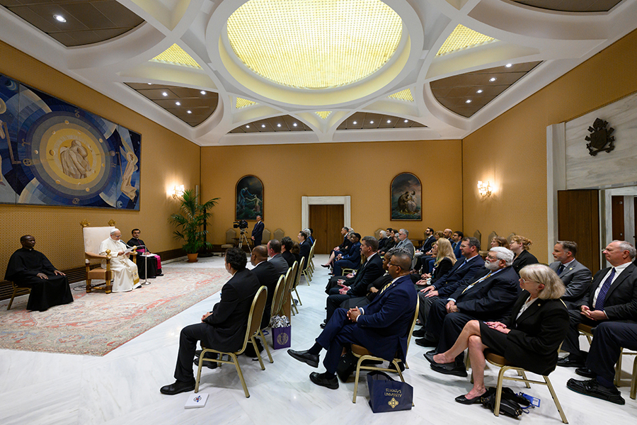 The Association of Catholic Colleges and Universities for a seminar in Rome earlier this month, including a life-changing opportunity to visit with Pope Leo XIV, the first American pope. © Vatican Media
