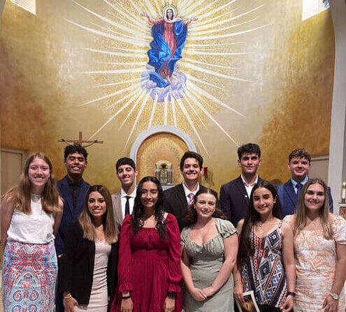 Group of students in Assumption Chapel