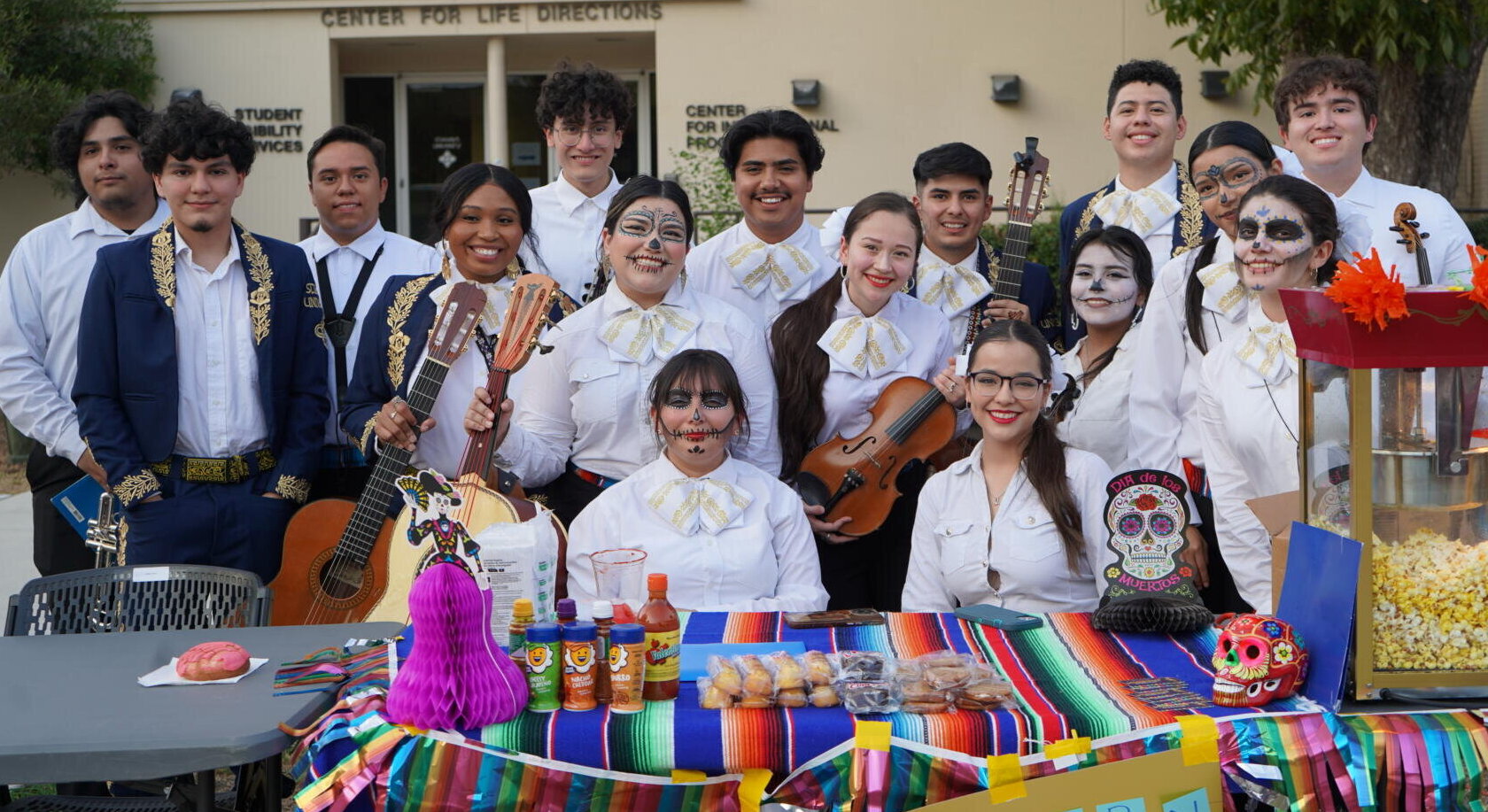 Students gather together and celebrate the Day of the Dead.