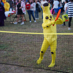 An attendee at Boo Bash plays a game.